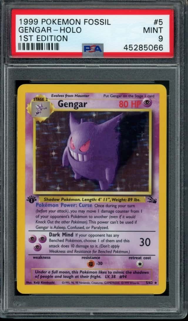 Pokemon Fossil Gengar Holo 1st Edition #5 PSA 9