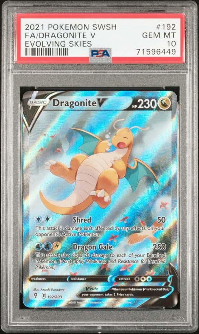 2021 Pokemon Evolving Skies Dragonite V Full Alternate Alt Art #192/203 PSA 10