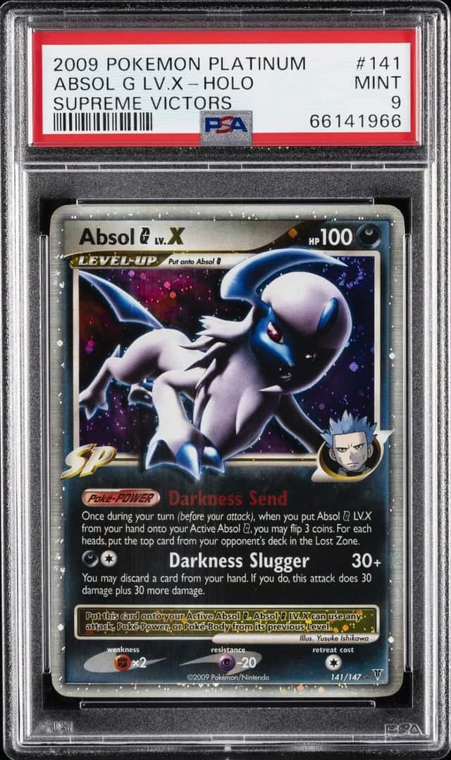 2009 POKEMON PLATINUM SUPREME VICTORS #141 ABSOL G LV.X-HOLO PSA 9