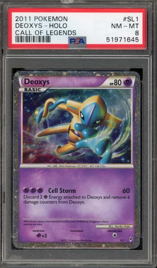 Pokemon Deoxys Holo Call Of Legends SL1 DAMAGED SLAB PSA 8