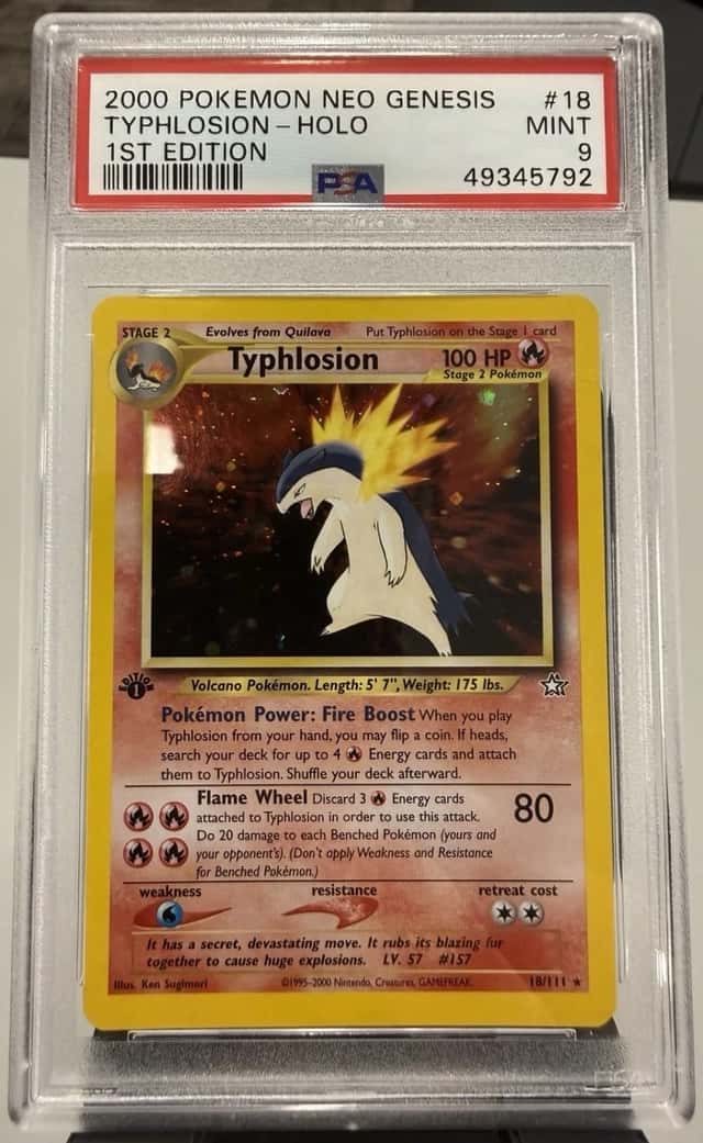 2000 POKEMON NEO GENESIS 1ST EDITION #18 TYPHLOSION-HOLO PSA 9 *PICS*