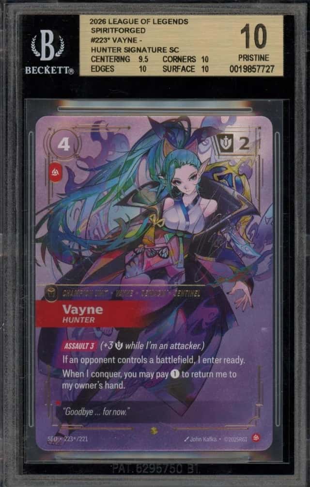 Riftbound League Of Legends Vayne Hunter Signature Sc Spiritforged 223* BGS 10