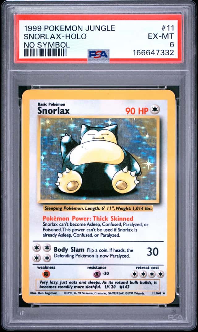 PSA 6 - Snorlax - No Symbol - Jungle - Holo - 11/64 Pokémon TCG - 1999