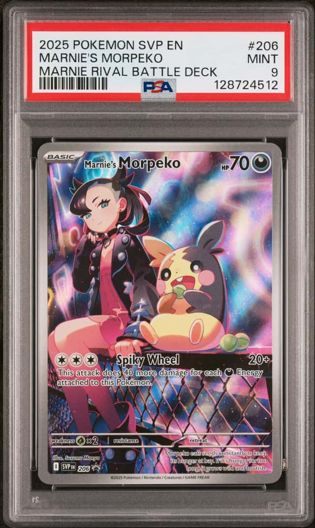 💫 PSA 9 MINT 💫 2025 POKEMON SVP EN-SV BLACK STAR PROMO #206 MARNIE'S MORPEKO