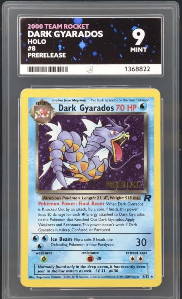 2000 POKEMON ROCKET 🎁 PRERELEASE stamped🎁 #8 DARK GYARADOS-🌟HOLO ACE 9🌟 