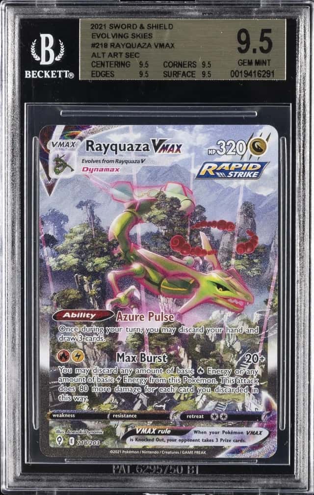 2021 POKEMON SWORD & SHIELD EVOLVING SKIES SECRET FULL ART/RAYQUAZA VMAX BGS 9.5