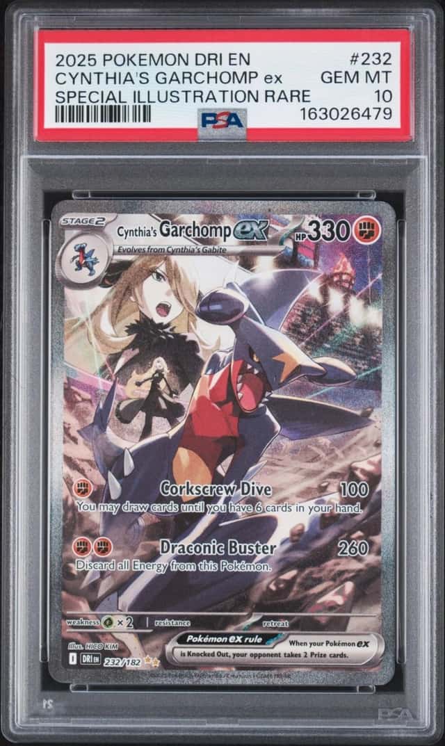 2025 POKEMON DRI SPECIAL ILLUSTRATION RARE #232 CYNTHIA'S GARCHOMP EX PSA 10