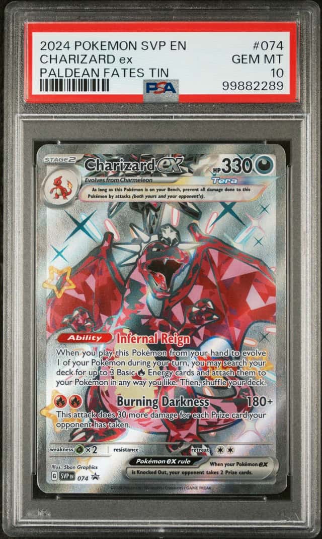 2024 Pokémon SVP EN Charizard ex Paldean Fates Tin BLK STAR PROMO #074 PSA 10