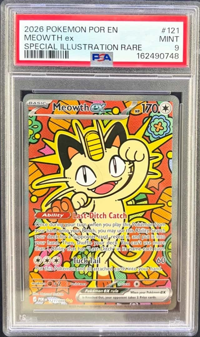 2026 Pokemon Perfect Order Meowth ex 121/088 Special Illustration PSA 9 MINT