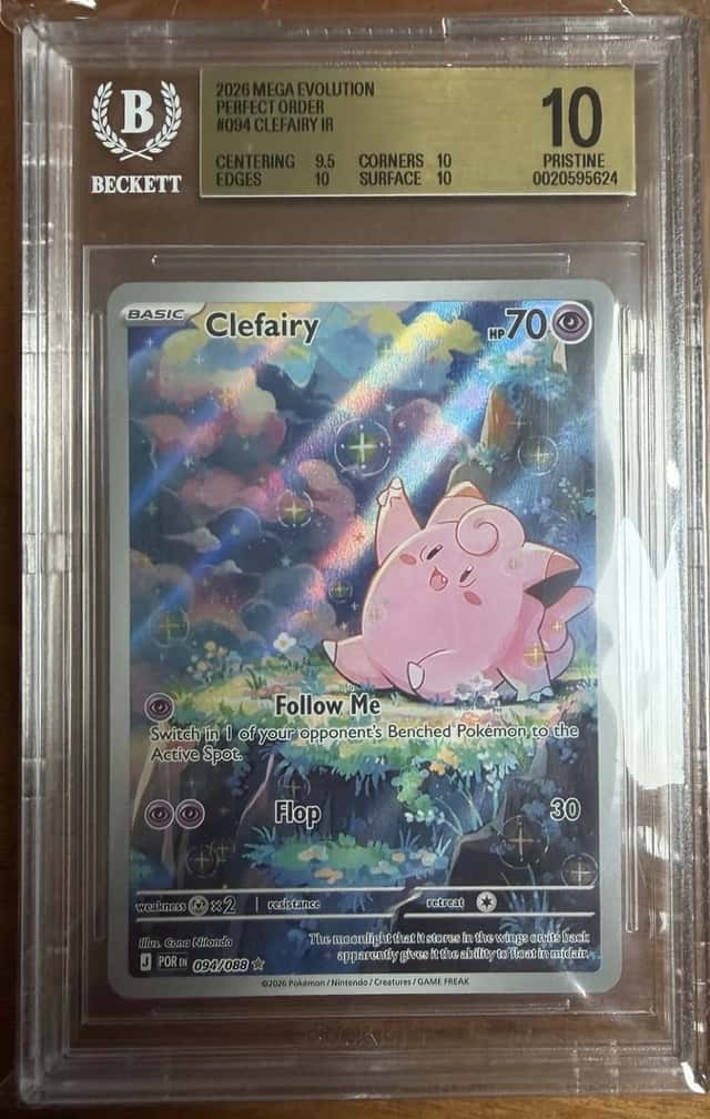 2026 Pokemon Por En-Perfect Order illustration Rare #94 Clefairy BGS 10 !! 