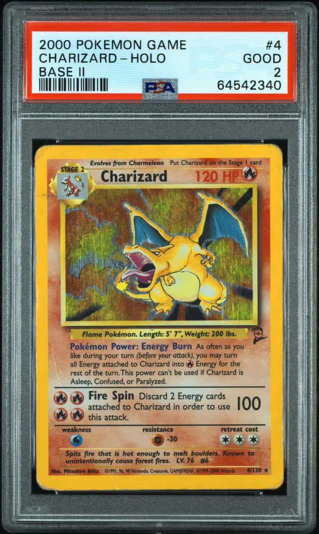 64542340 Charizard 2000 Pokemon Set 2 #4 Holo PSA 2