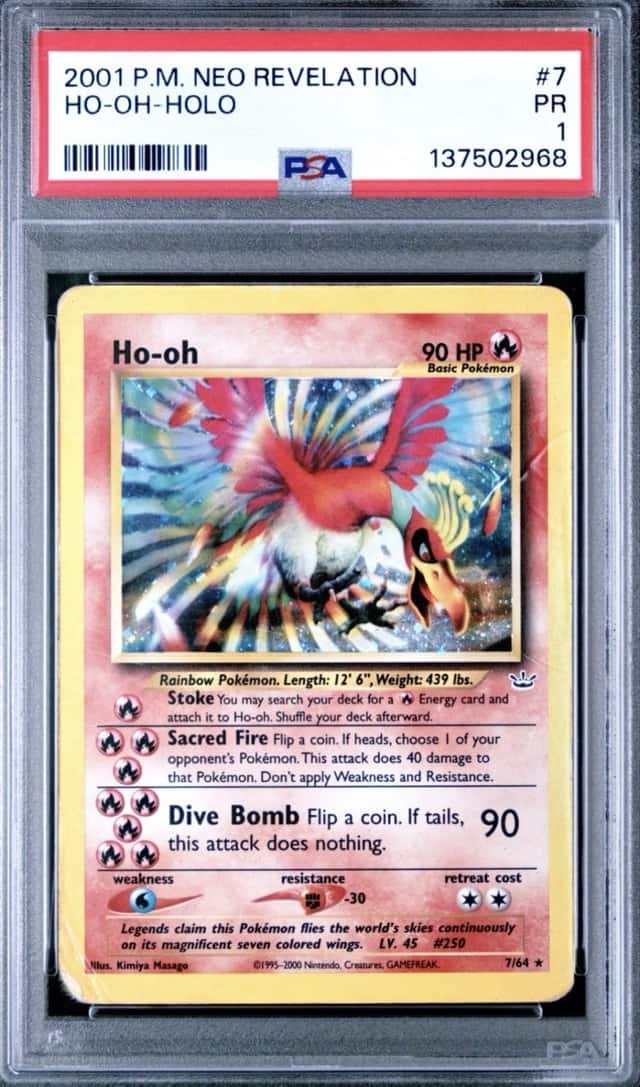 Pokemon TCG Ho-oh 7/64  Neo Revelation Holo 2001 Vintage PSA 1