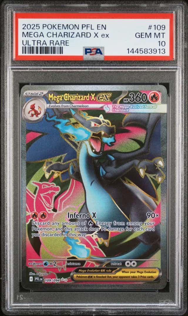 2025 POKEMON PFL EN-PHANTASMAL FLAMES ULTRA RARE #109 MEGA CHARIZARD X EX PSA 10