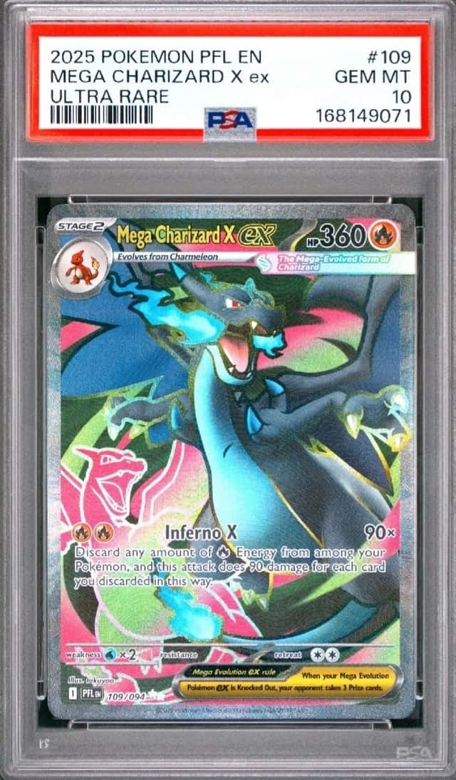 2025 Pokemon Phantasmal Flames EN #109 Mega Charizard X ex Ultra Rare PSA 10
