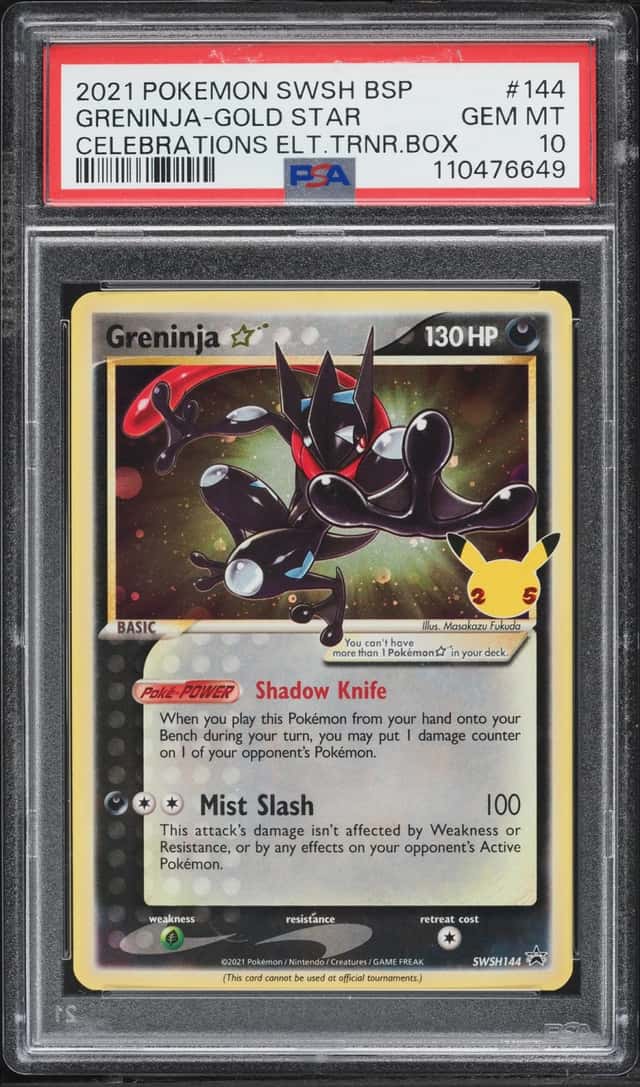 2021 Pokemon Sword & Shield Promo Celebrations ETB Holo Greninja Gold Star #SWSH144 PSA 10 GEM