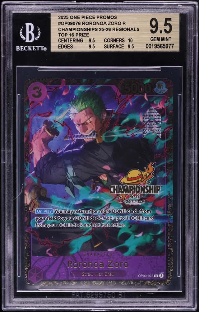 2025 One Piece Promo Championships Regionals Top 16 Prize Roronoa Zoro #OP09-076 BGS 9.5 GEM