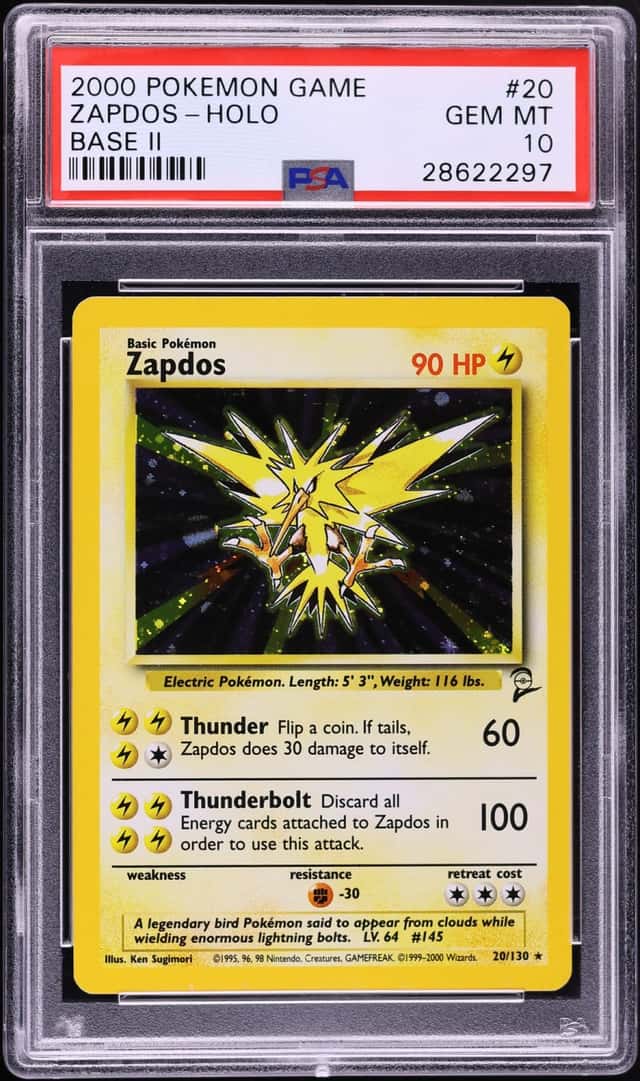 2000 Pokemon Base Set 2 Holo Zapdos #20 PSA 10 GEM MINT