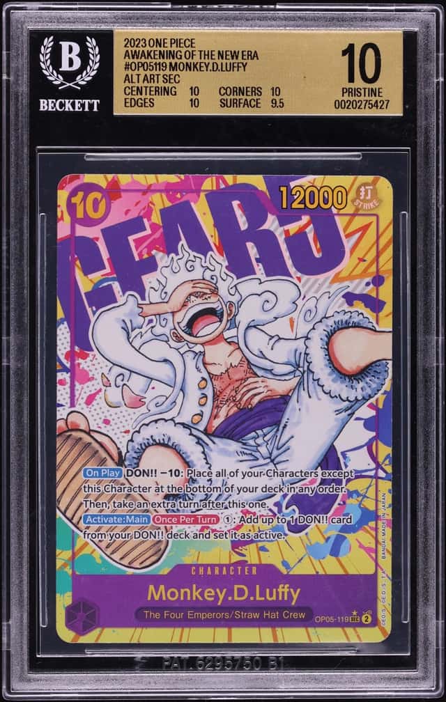 2023 One Piece Awakening Of The New Era SEC Alt Art Monkey D. Luffy #OP05-119 BGS 10 PRISTINE