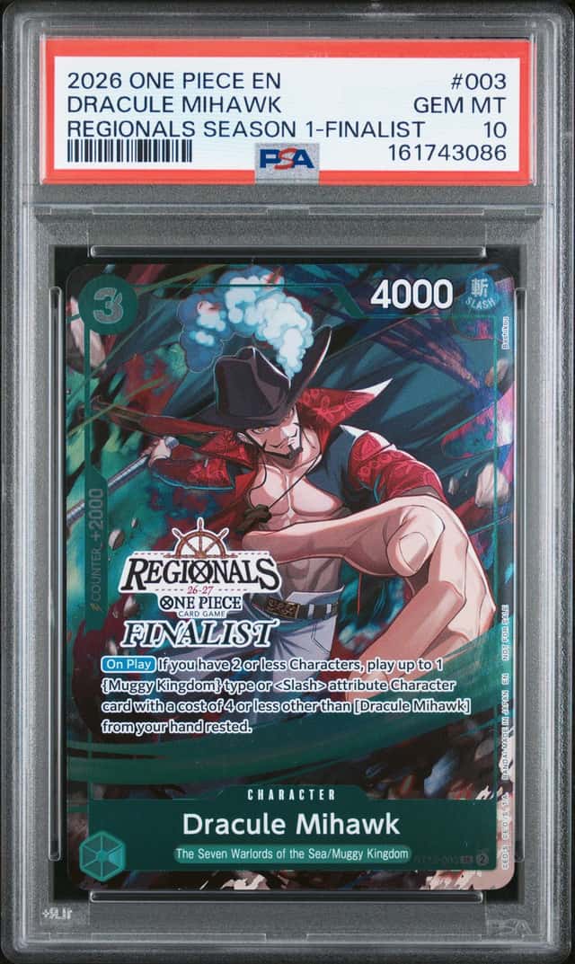 2026 One Piece EN Regionals Season Finalist #003 Dracule Mihawk PSA 10