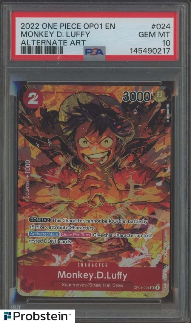 2022 One Piece OP01 EN Alternate Art #024 Monkey D Luffy PSA 10 GEM MINT