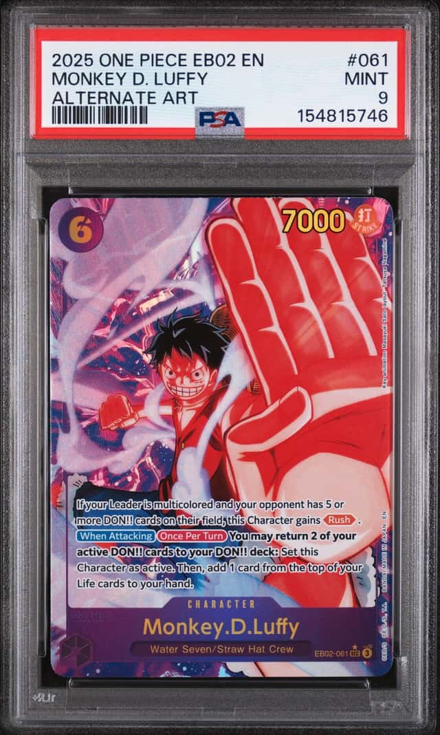 2025 One Piece Anime 25th Monkey D. Luffy Alternate Art #EB02-061 PSA 9