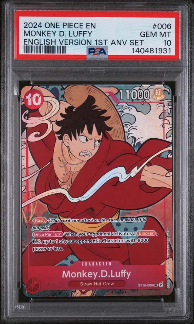 2024 One Piece English Version 1st Anniversary Set #006 Monkey D Luffy PSA 10