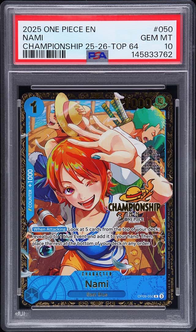 2025 One Piece Championship 25-26 Nami Top 64 Prize #OP09-050 PSA 10 GEM MINT