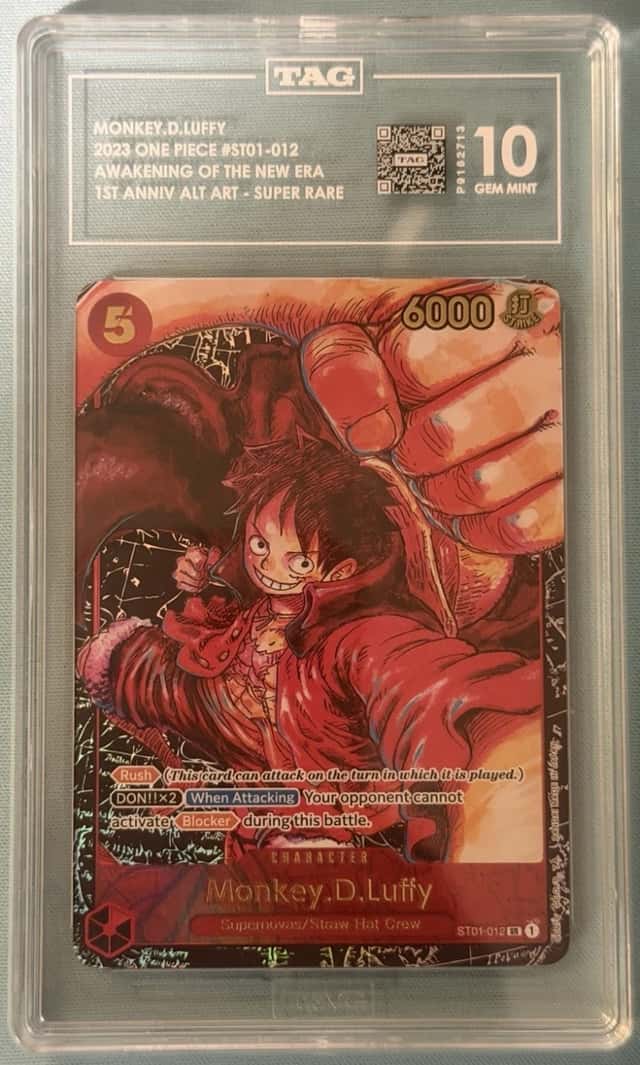 2023 One Piece OP05 Monkey D. Luffy 1st Anniversary Alt Art Card ST01-012 PSA 10