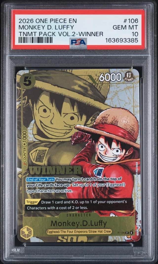 2026 ONE PIECE TOURNAMENT PACK VOL.2 WINNER #106 MONKEY D. LUFFY PSA 10