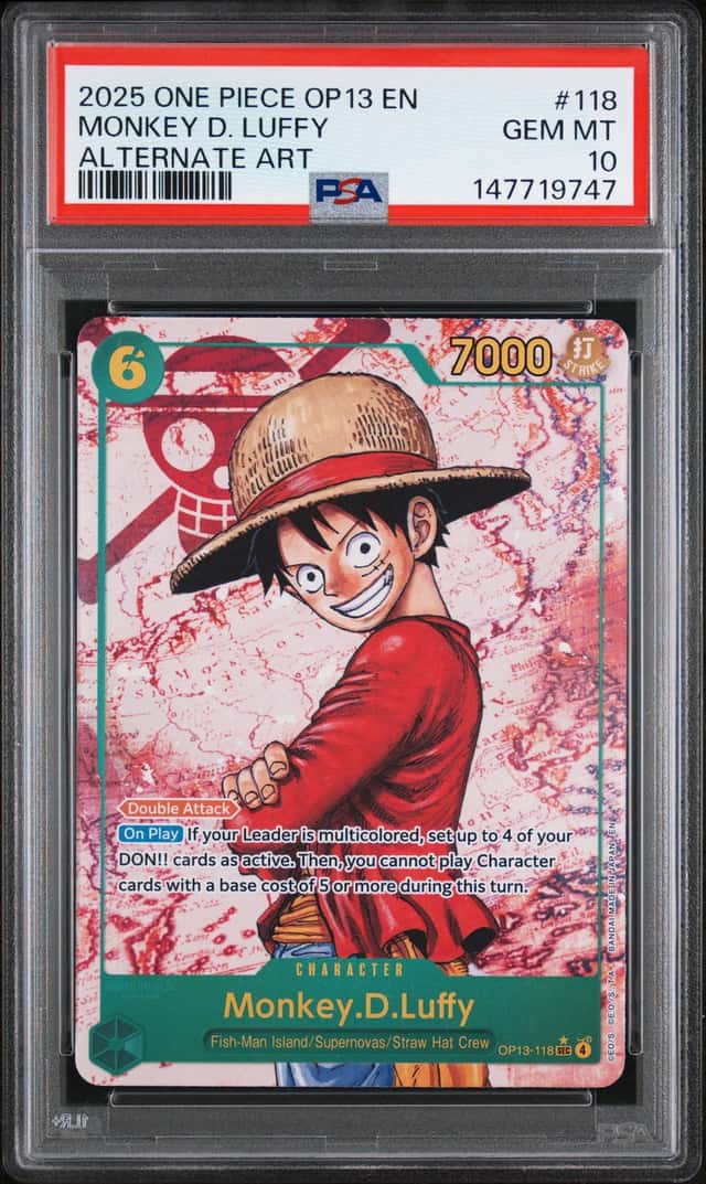 2025 ONE PIECE OP13-CARRYING ON HIS WILL ALTERNATE ART MONKEY D. LUFFY PSA 10