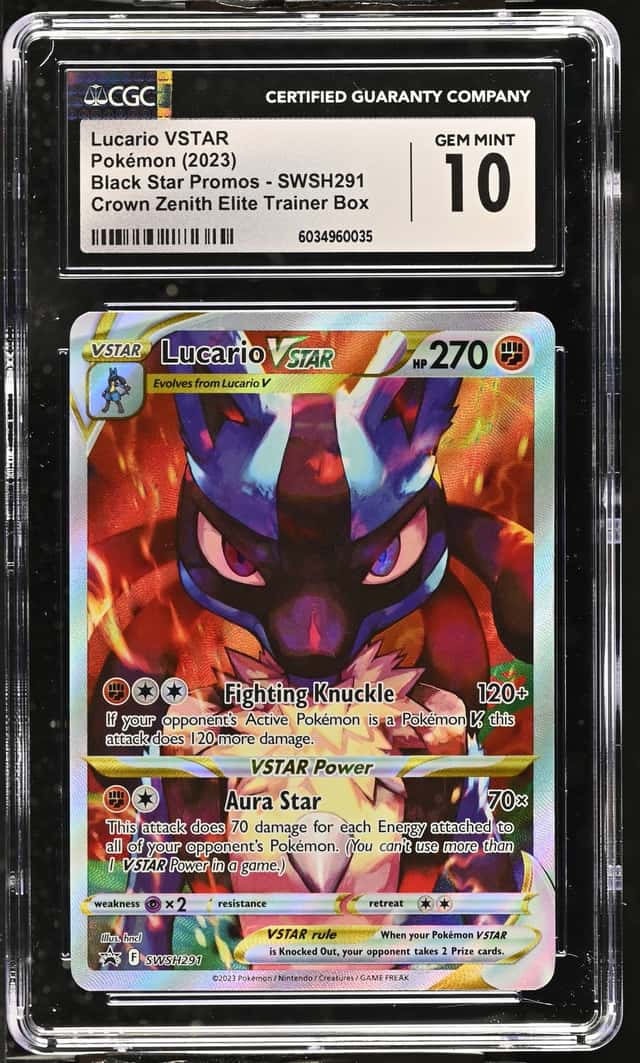 CGC 10🔥Lucario VSTAR SWSH291 Full Art Black Star Promo Crown Zenith ETB Pokemon