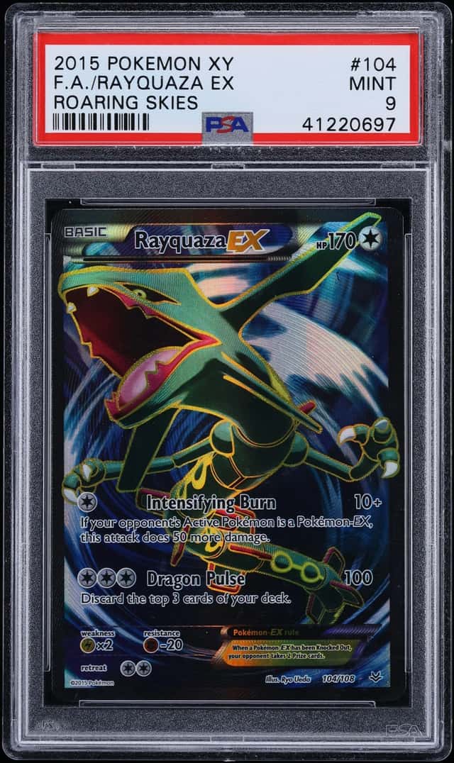 2015 Pokemon XY Roaring Skies Full Art Rayquaza EX #104 PSA 9 MINT