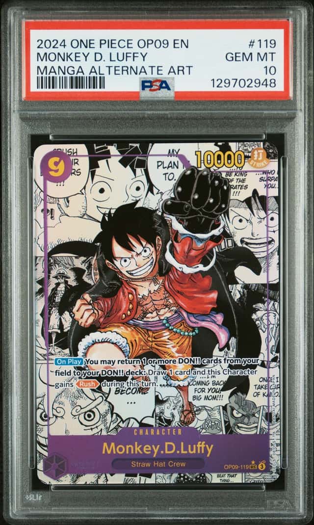2024 One Piece Emperors In The New World SEC Manga Art Monkey D. Luffy #OP09-119 PSA 10 GEM