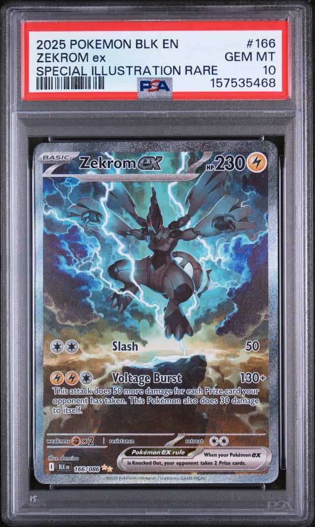 2025 POKEMON BLK EN-BLACK BOLT SPECIAL ILLUSTRATION RARE #166 ZEKROM EX PSA 10