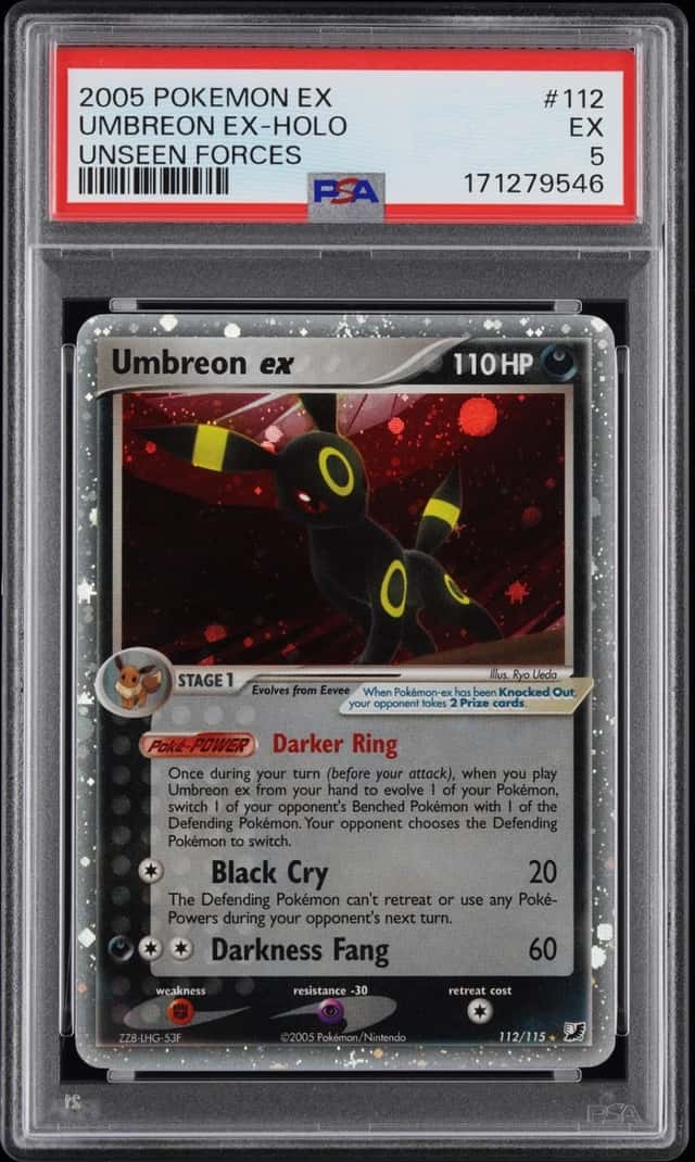 2005 POKEMON EX UNSEEN FORCES #112 UMBREON EX-HOLO PSA 5