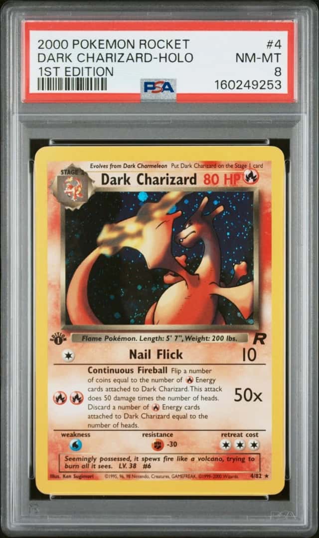 2000 POKEMON ROCKET 1ST EDITION #4 DARK CHARIZARD-HOLO PSA 8