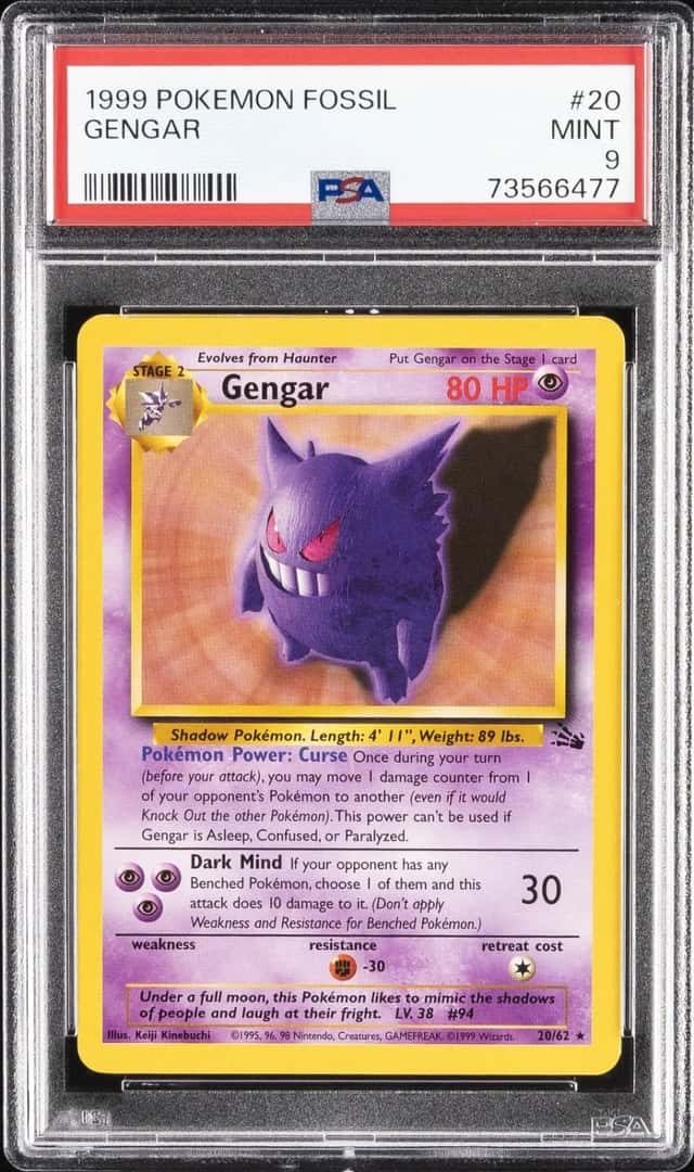 1999 POKEMON FOSSIL #20 GENGAR PSA 9