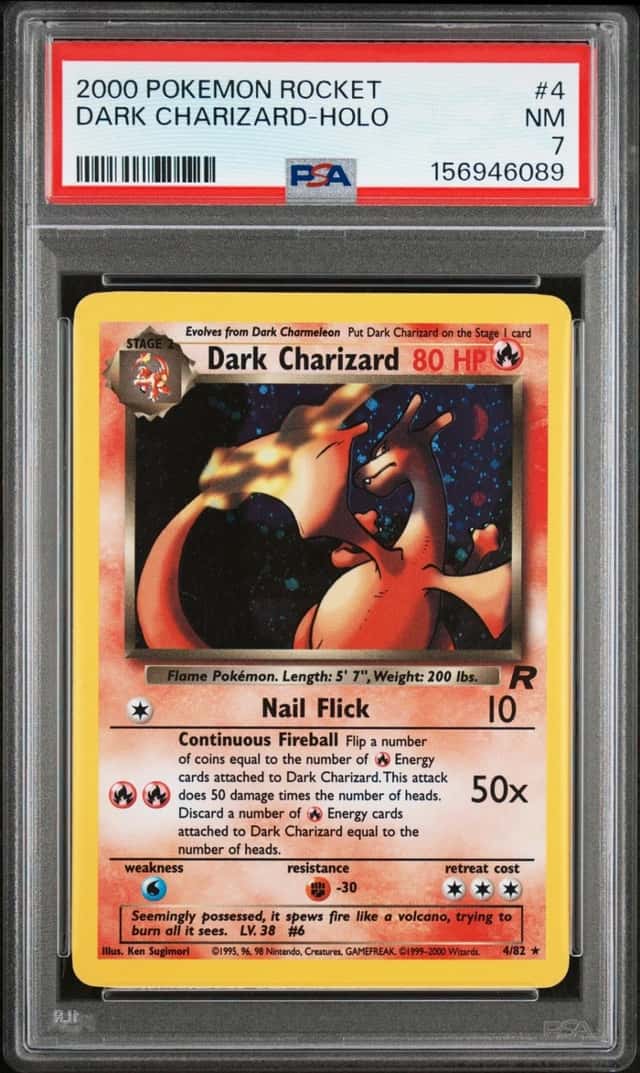 2000 POKEMON ROCKET #4 DARK CHARIZARD-HOLO PSA 7