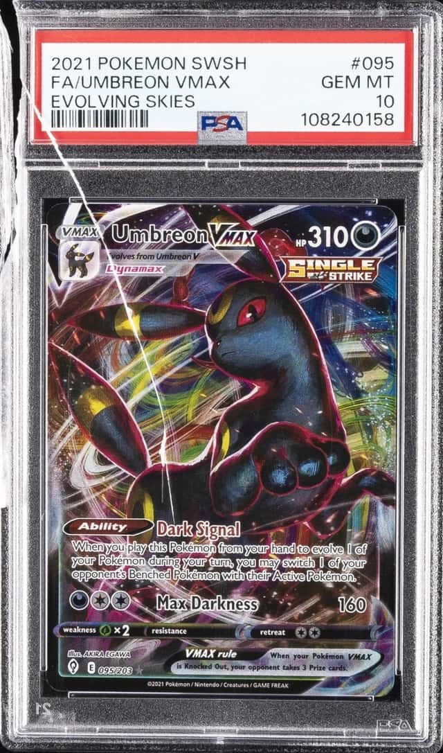 2021 POKEMON SWORD & SHIELD EVOLVING SKIES #095 FULL ART/UMBREON VMAX PSA 10