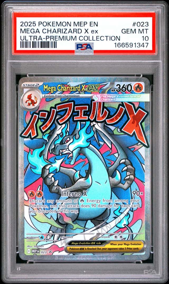 2025 Pokemon Mep En-Me Black Star Promo #023 Mega Charizard X Ex UPC PSA 10