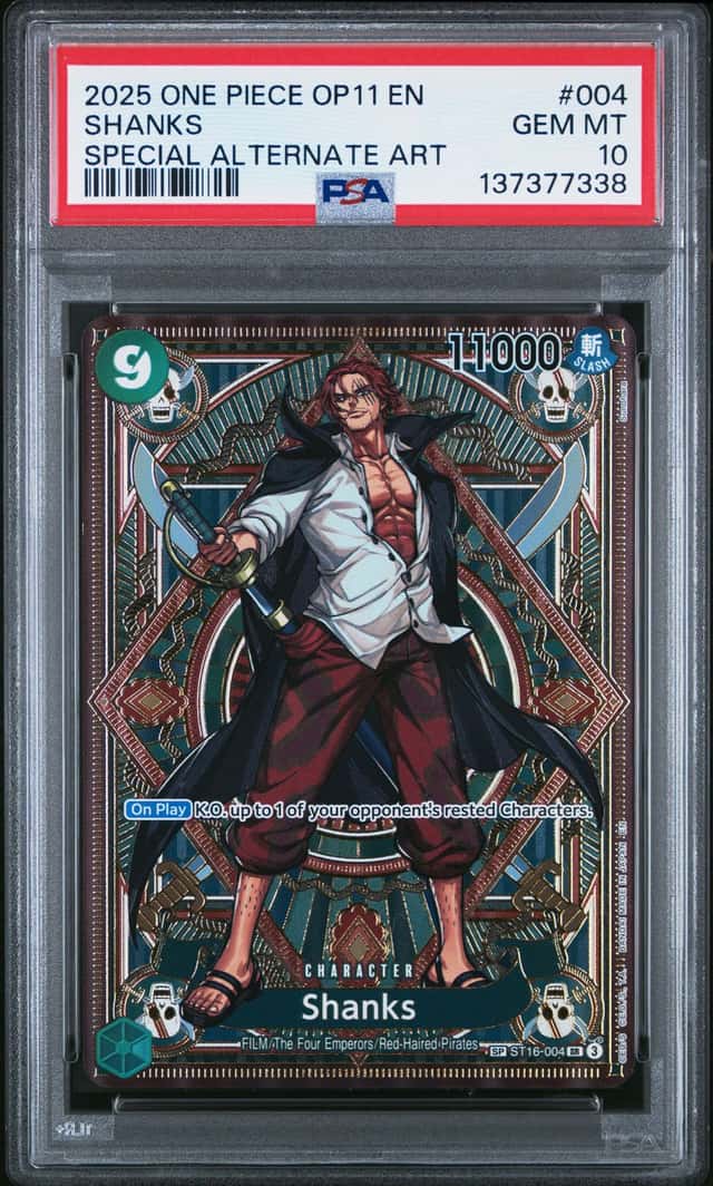 2025 One Piece Shanks Special Card Alt Art #ST16-004 PSA 10 GEM MINT
