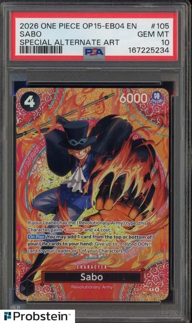 2026 One Piece OP15-EB04 En Special Alternate Art #105 Sabo PSA 10 GEM MINT
