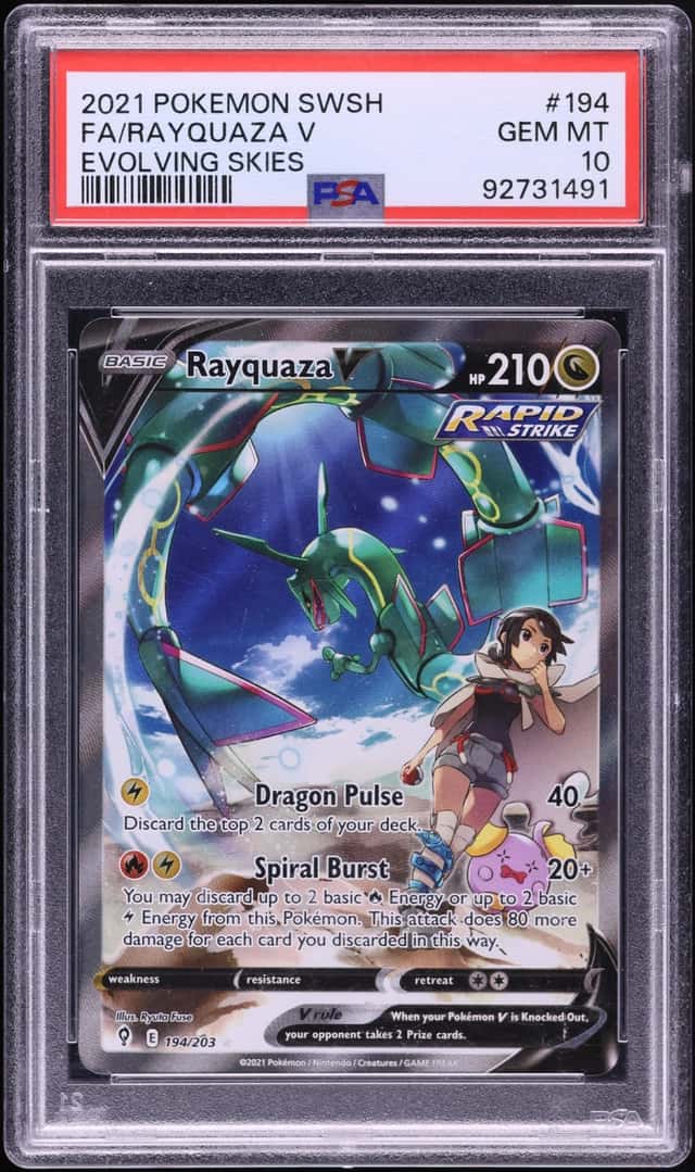 2021 Pokemon Sword & Shield Evolving Skies Alt Art Rayquaza V #194 PSA 10 GEM MINT