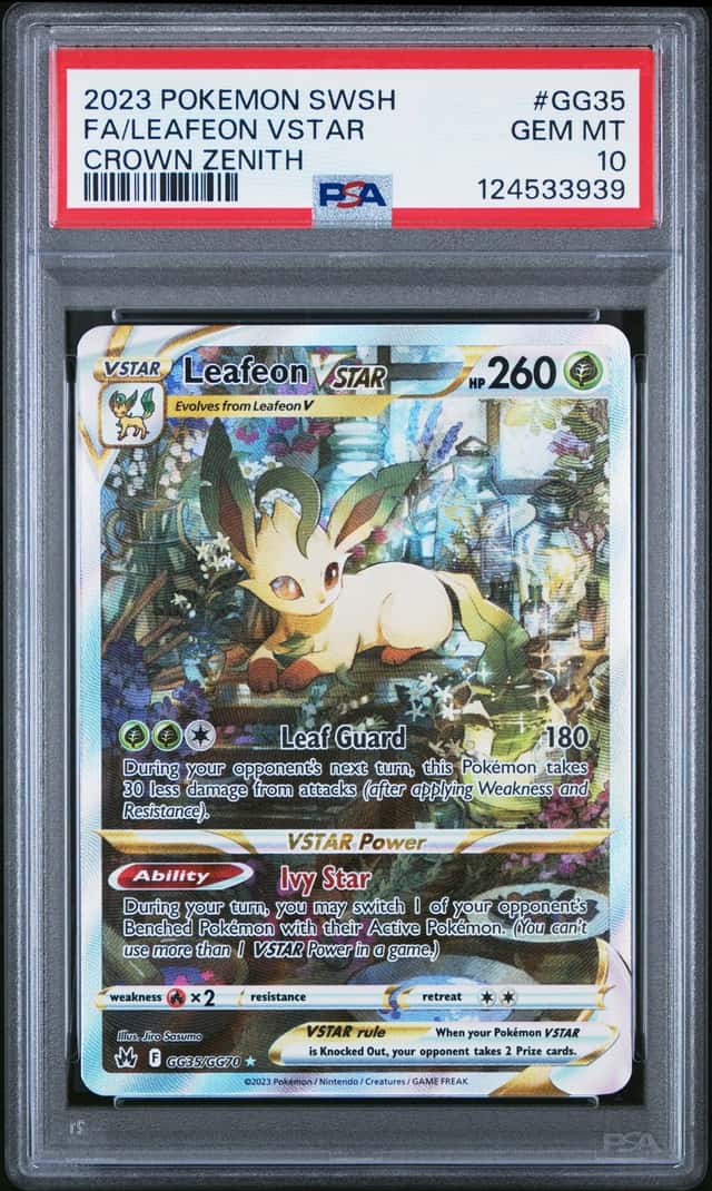 2023 POKEMON FA/LEAFEON VSTAR SWORD AND SHIELD CROWN ZENITH #GG35 PSA 10