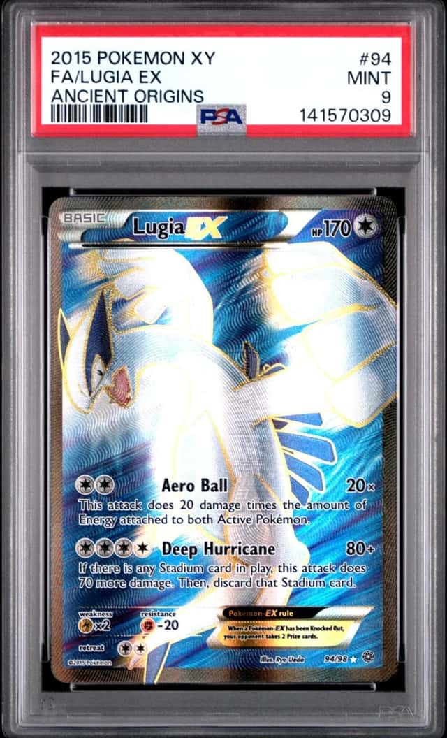 2015 POKEMON XY ANCIENT ORIGINS #94 FULL ART/LUGIA EX PSA 9