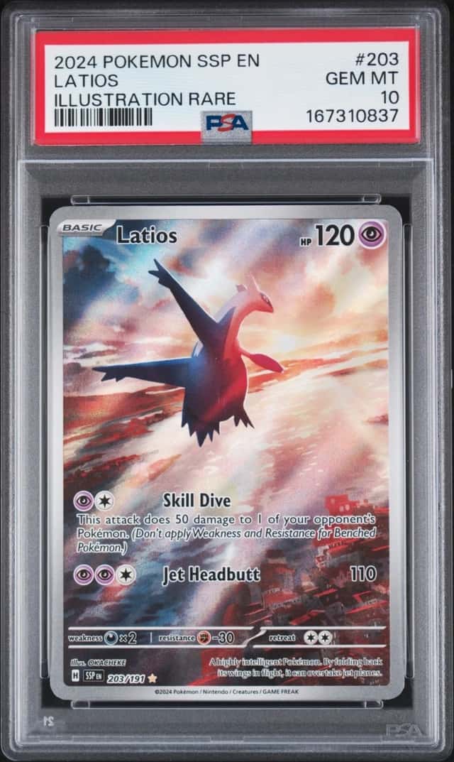 2024 POKEMON SSP EN-SURGING SPARKS ILLUSTRATION RARE #203 LATIOS PSA 10