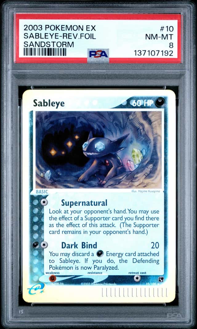 Pokemon Sableye Reverse Holo EX Sandstorm 10/100 PSA 8