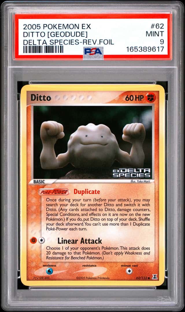 Pokemon Ditto Geodude Reverse Holo EX Delta Species 62/113 PSA 9 Mint