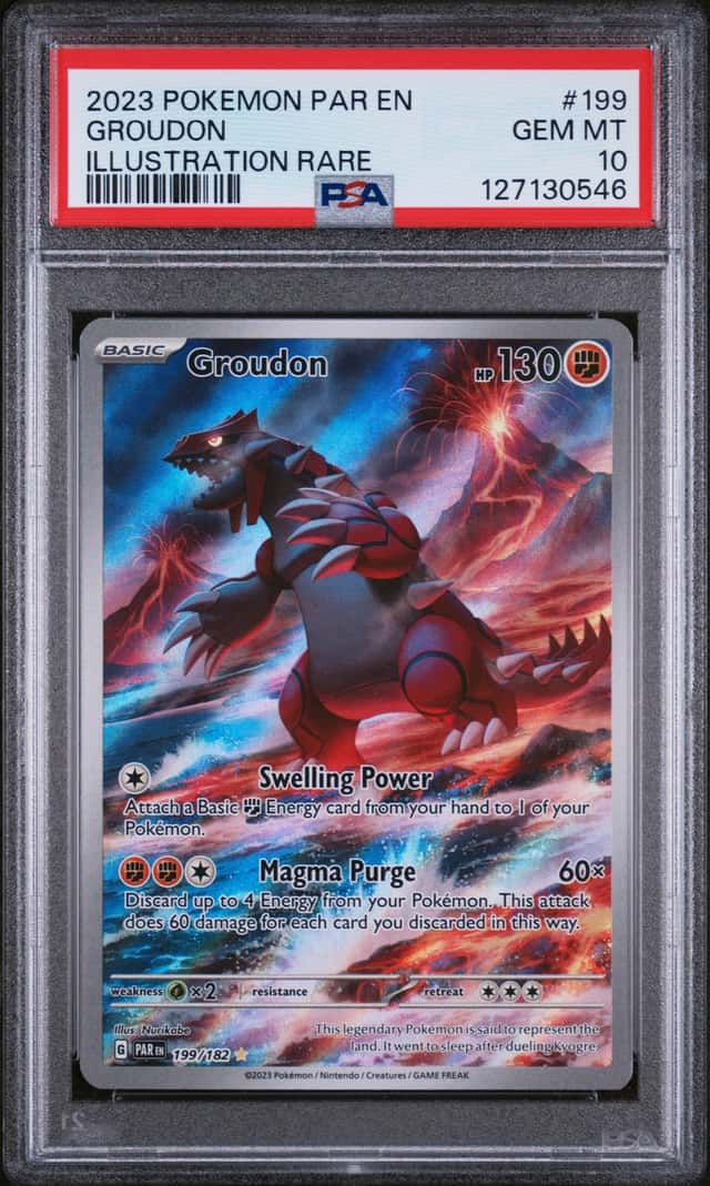 Pokemon Groudon Illustration Rare PSA 10, #199/182, Paradox Rift