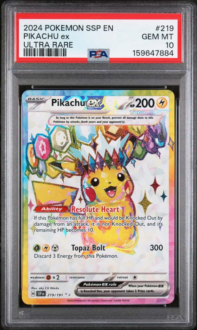 113372849 Pikachu ex 2024 Pokemon Surging Sparks #219/191 PSA 10